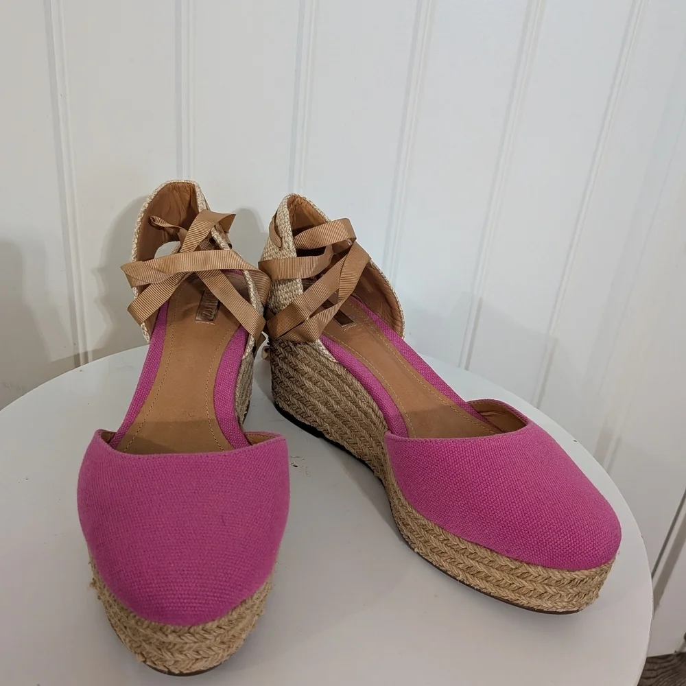 Schutz Caysey Jute Canvas Lace Up Espadrille Wedge